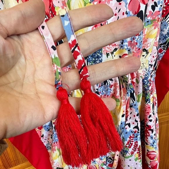 Charter Club Large Vibrant Floral Tassel Tie Boho CottageCore Coastal Grandma - Picture 6 of 11